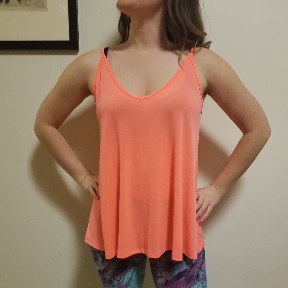 bright pink tank top